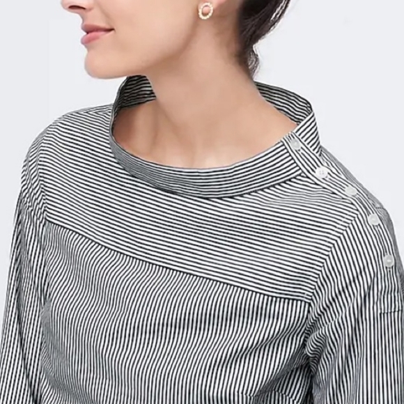 J. Crew Factory Tops - JCrew Striped Funnel Neck Top